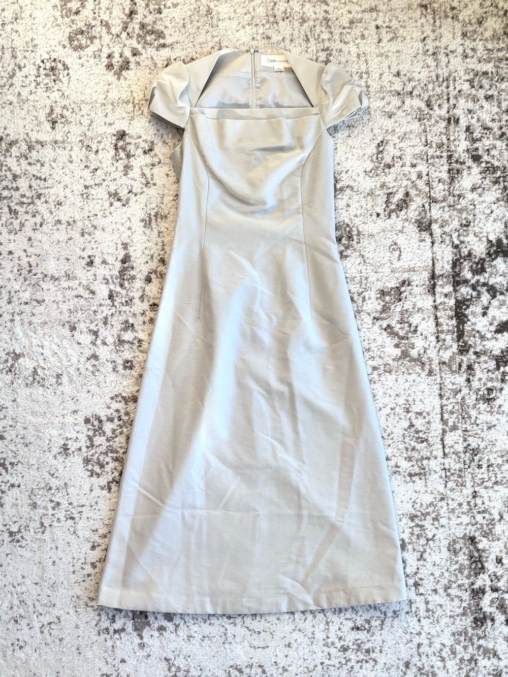 Vintage 90s Obzee Kang Jin Young Luxury Cap Sleeve Square Neck Midi Dress
